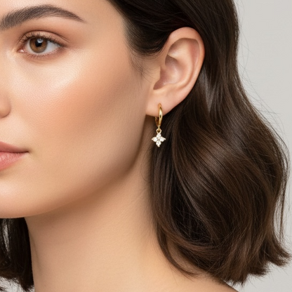 Petite Clover Drop Huggie Earrings