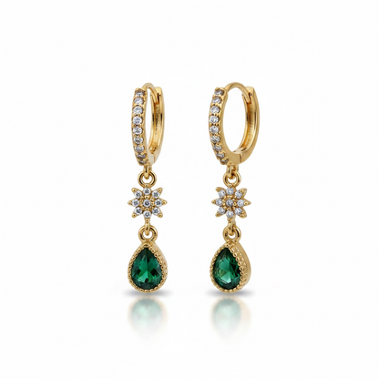 Emerald Starlight Drop Huggie Earrings