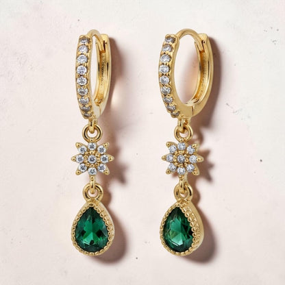 Emerald Starlight Drop Huggie Earrings