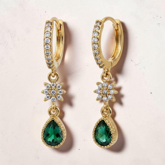 Emerald Starlight Drop Huggie Earrings