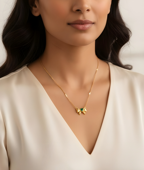 Ashara Ivy Heart Necklace – 18K gold-plated stainless steel necklace