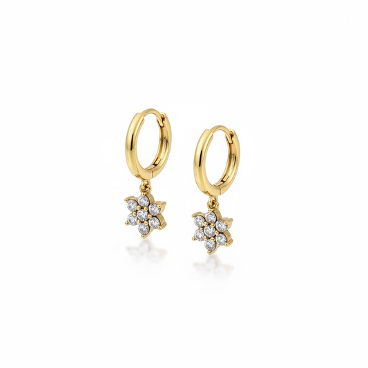 Crystal Bloom Drop Huggie Earrings