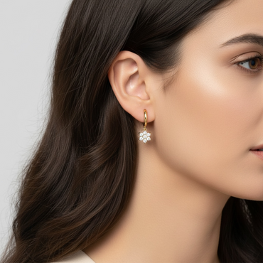 Crystal Bloom Drop Huggie Earrings