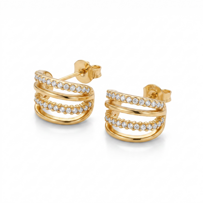 Celeste Triple Arc Crystal Studs