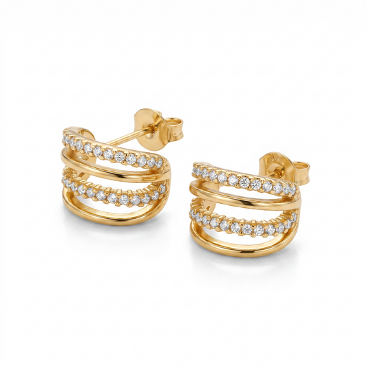 Celeste Triple Arc Crystal Studs