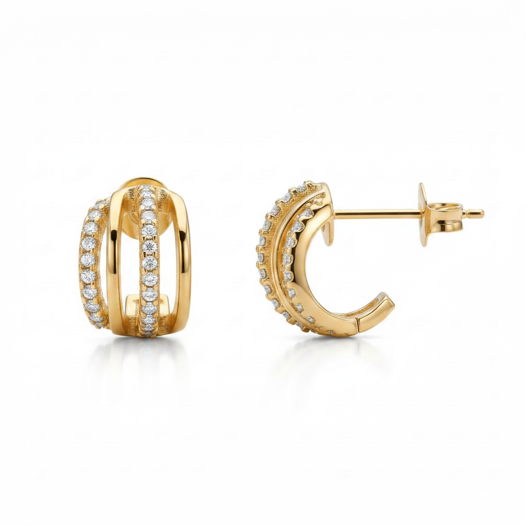 Celeste Triple Arc Crystal Studs