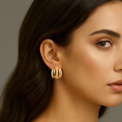Celeste Triple Arc Crystal Studs