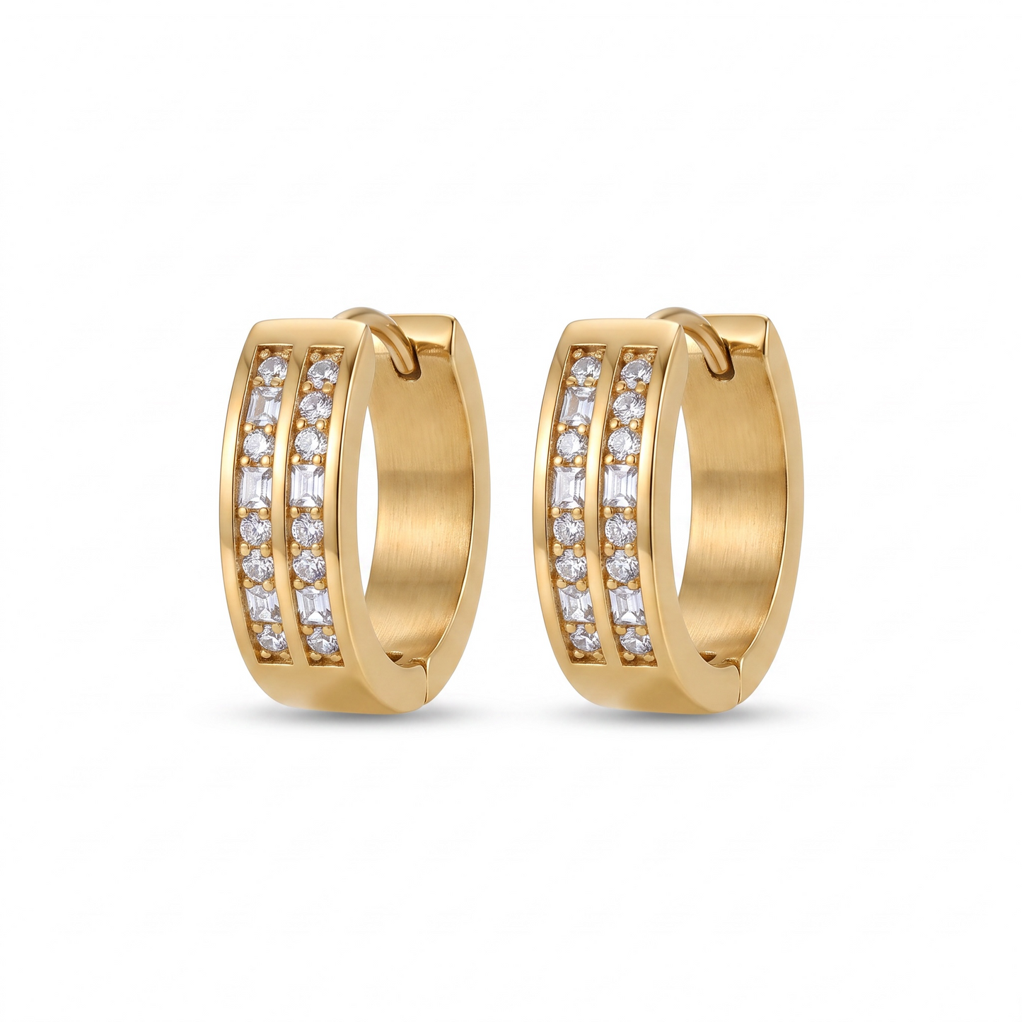 Aurelia Double Row Crystal Hoops