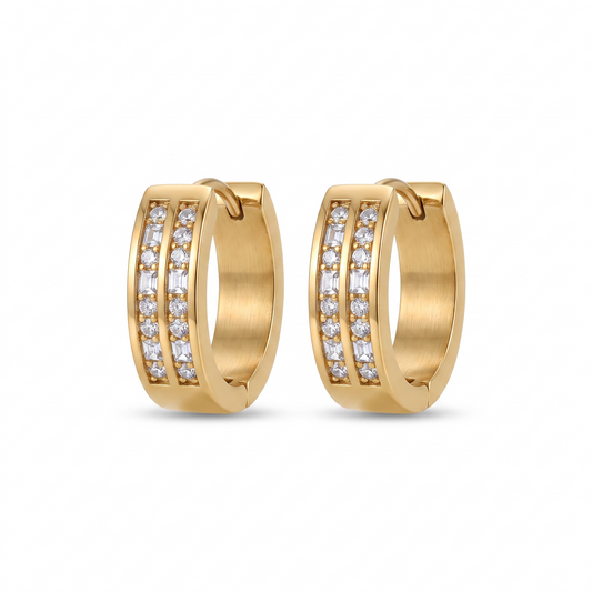 Aurelia Double Row Crystal Hoops
