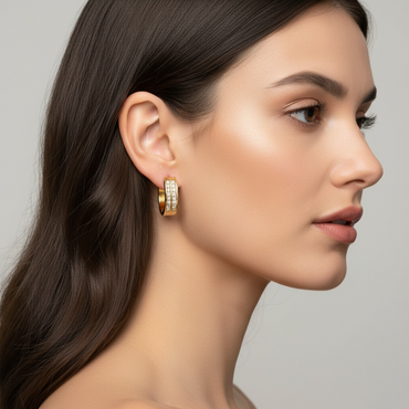 Aurelia Double Row Crystal Hoops