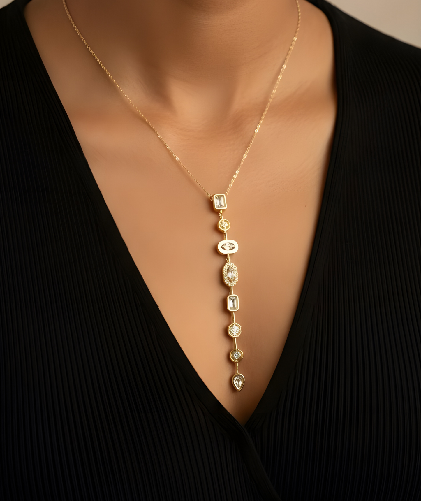 Aurora Crystal Bar Necklace