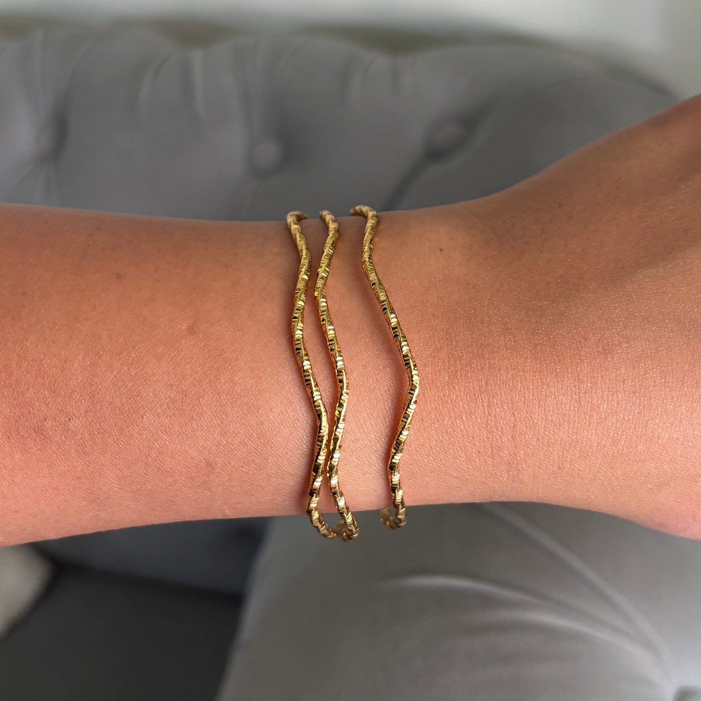 Golden Ripple Bangle Set (Set of 3)