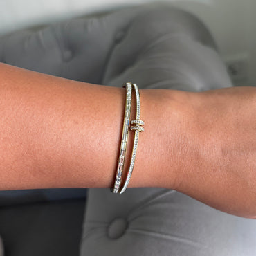 Luxe Crystal Dual-Band Gold Bangle Bracelet