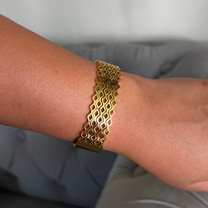 Golden Weave Statement Bangle Bracelet