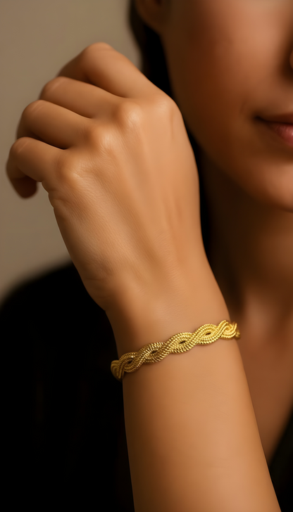 Eternal Twist Braided Gold Bangle