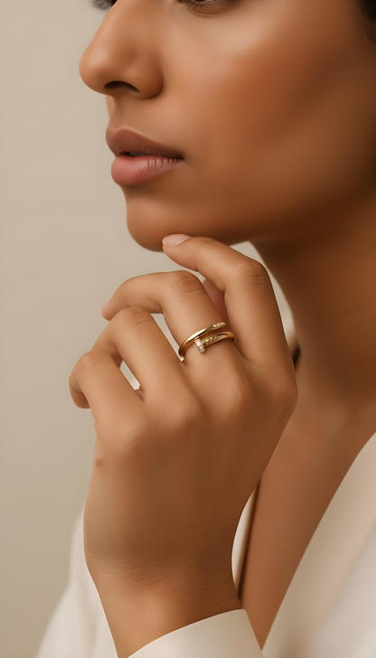 Ashara Crystal Nail Wrap Ring