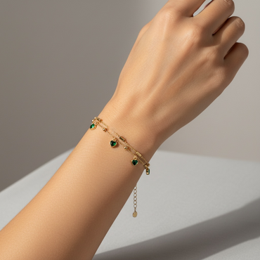 Emerald Heart Layered Bracelet