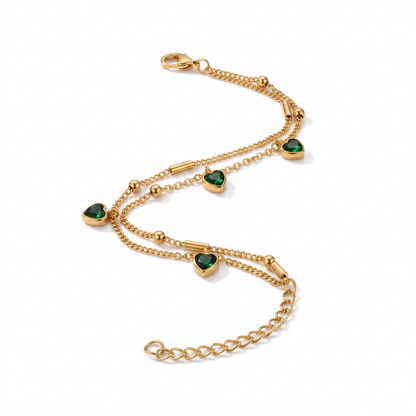 Emerald Heart Layered Bracelet