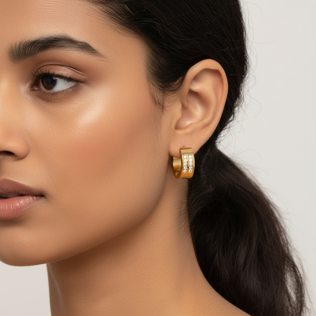 Lumière Crystal Gold Hoops