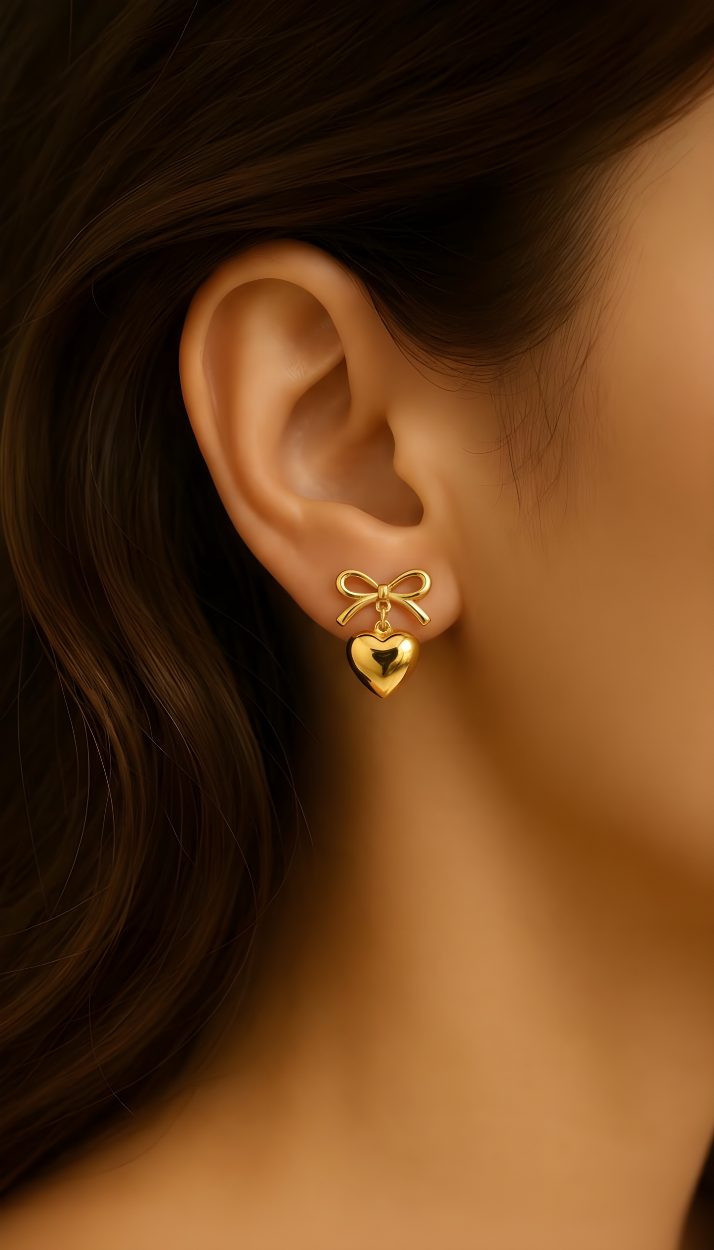 Ashara Heart Drop Earrings with Bow