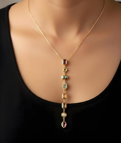 Aurora Spectrum Necklace – 18K gold-plated stainless steel pendant necklace
