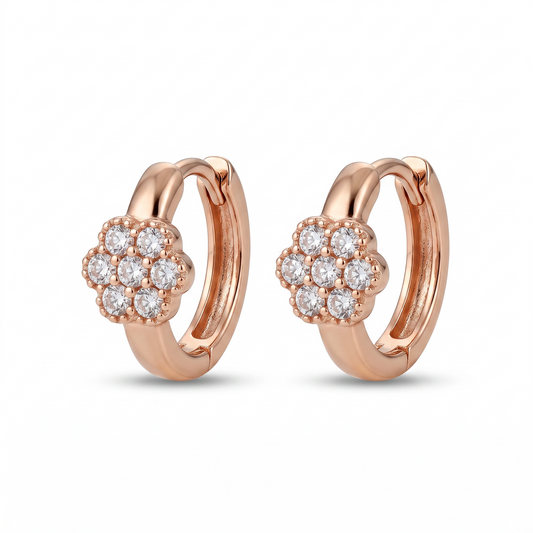 Rosé Bloom Crystal Huggie Earrings