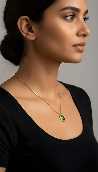 Emerald Grace Pendant Necklace | 18K Gold Plated | Everyday Glam | Ashara Jewels