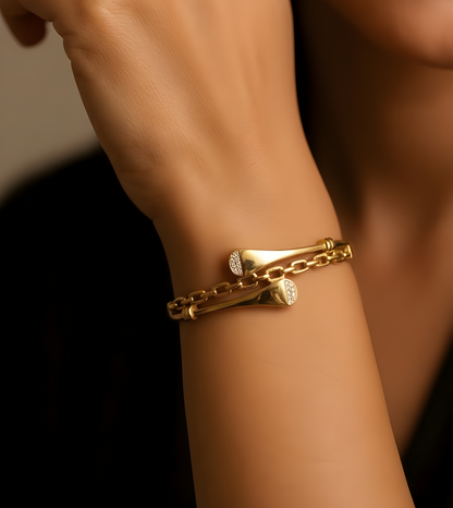 Nova Chain-Link Crystal Bangle Bracelet