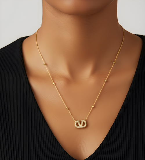 Ashara Dual Grace Pendant Necklace – 18K gold-plated stainless steel pendant necklace