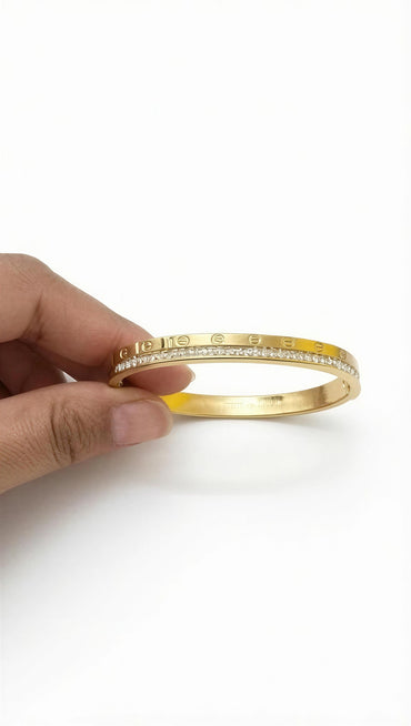 Luxury Screw Charm Crystal Bangle - Tiny Wrist