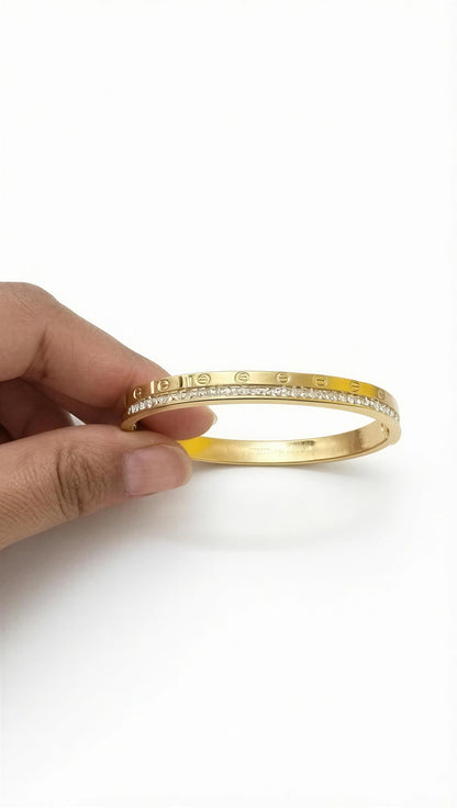 Luxury Screw Charm Crystal Bangle - Tiny Wrist