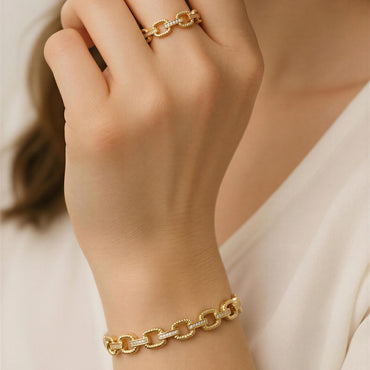 Elara Link Gold Bracelet & Ring Set