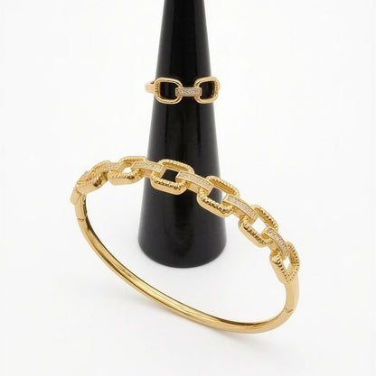 Elara Link Gold Bracelet & Ring Set