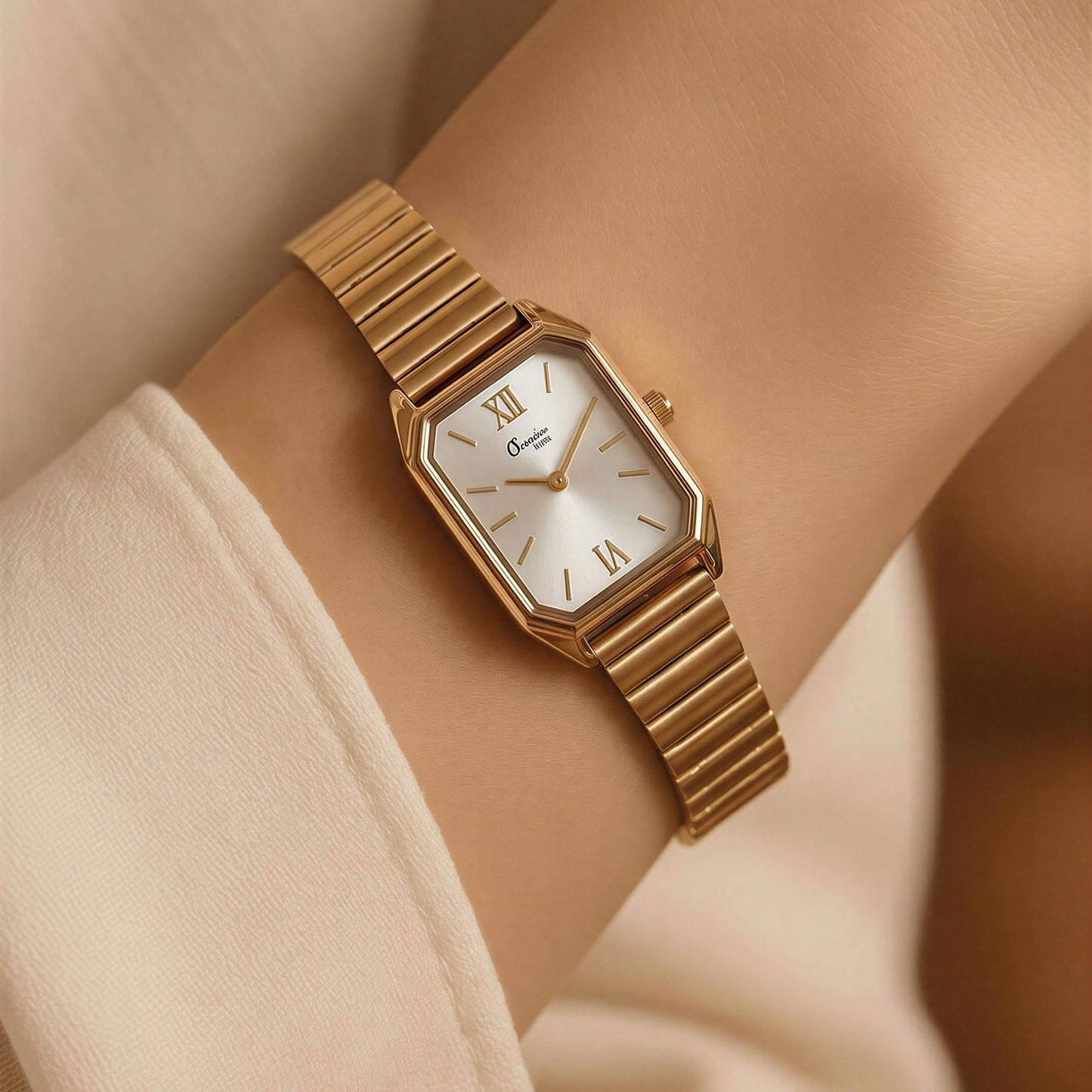 Ivory Luxe Octagon Gold Watch