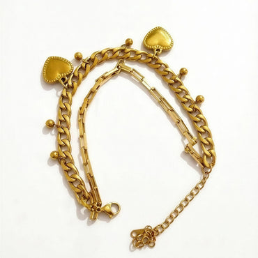 Celeste Heart Charm Layered Bracelet