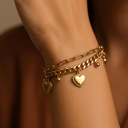 Celeste Heart Charm Layered Bracelet