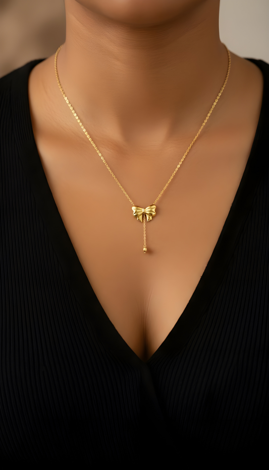 Ashara Charmé Bow Drop Necklace