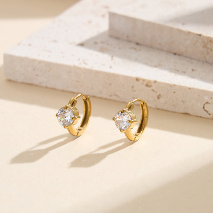 Celeste Solitaire Huggie Earrings