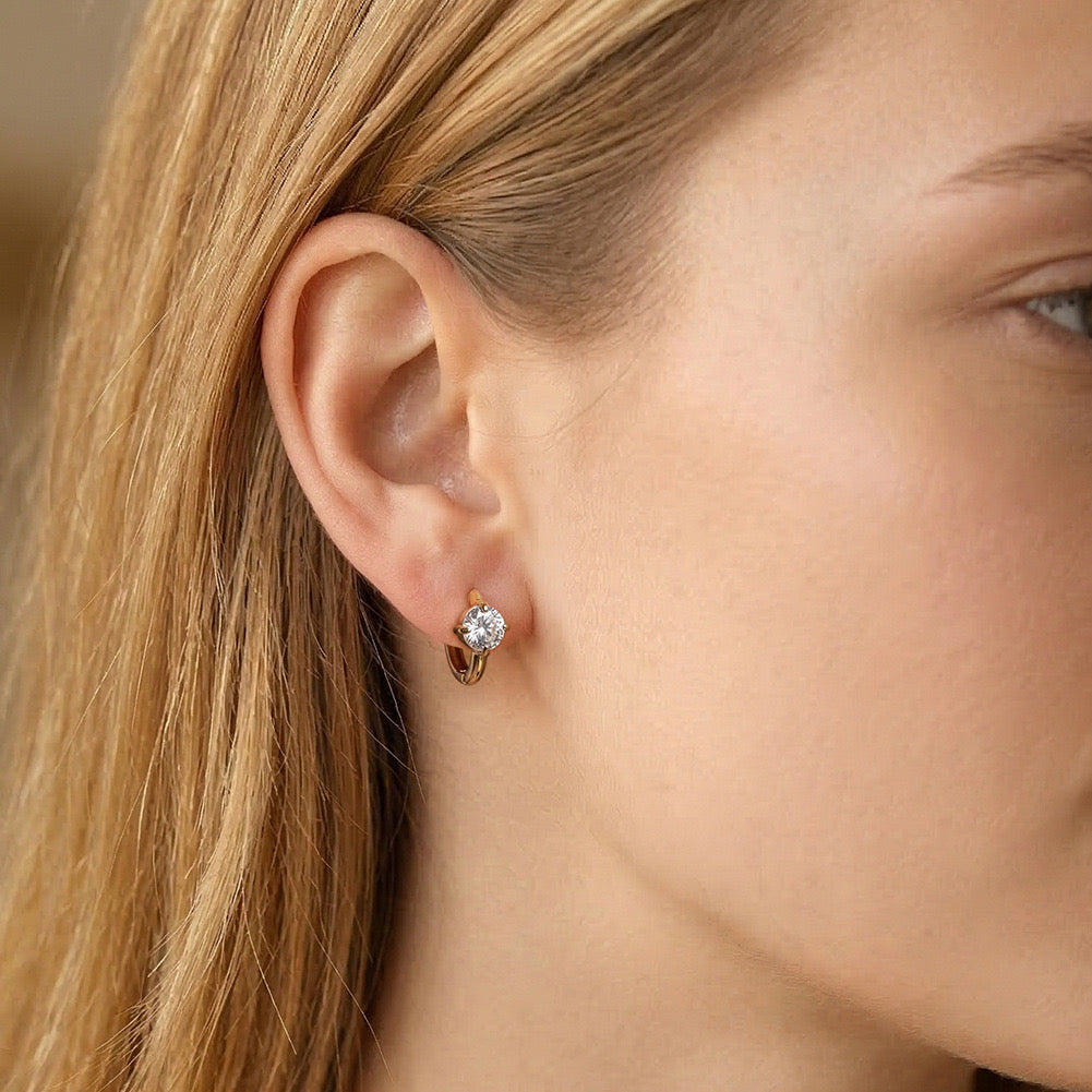Celeste Solitaire Huggie Earrings