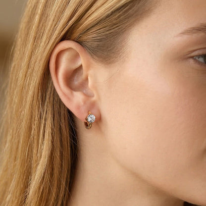 Celeste Solitaire Huggie Earrings