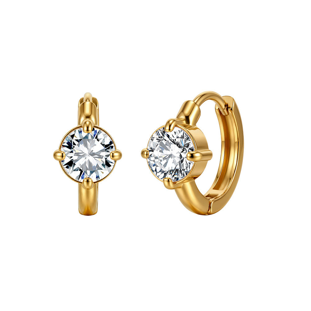 Celeste Solitaire Huggie Earrings