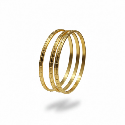 Aurelia Textured Stack Bangles – Set of 3