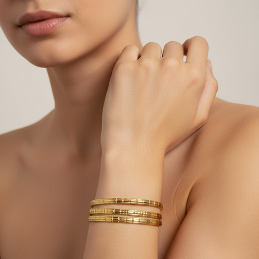 Aurelia Textured Stack Bangles – Set of 3