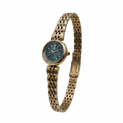 Vintage Teal Dial Gold-Tone Bracelet Watch
