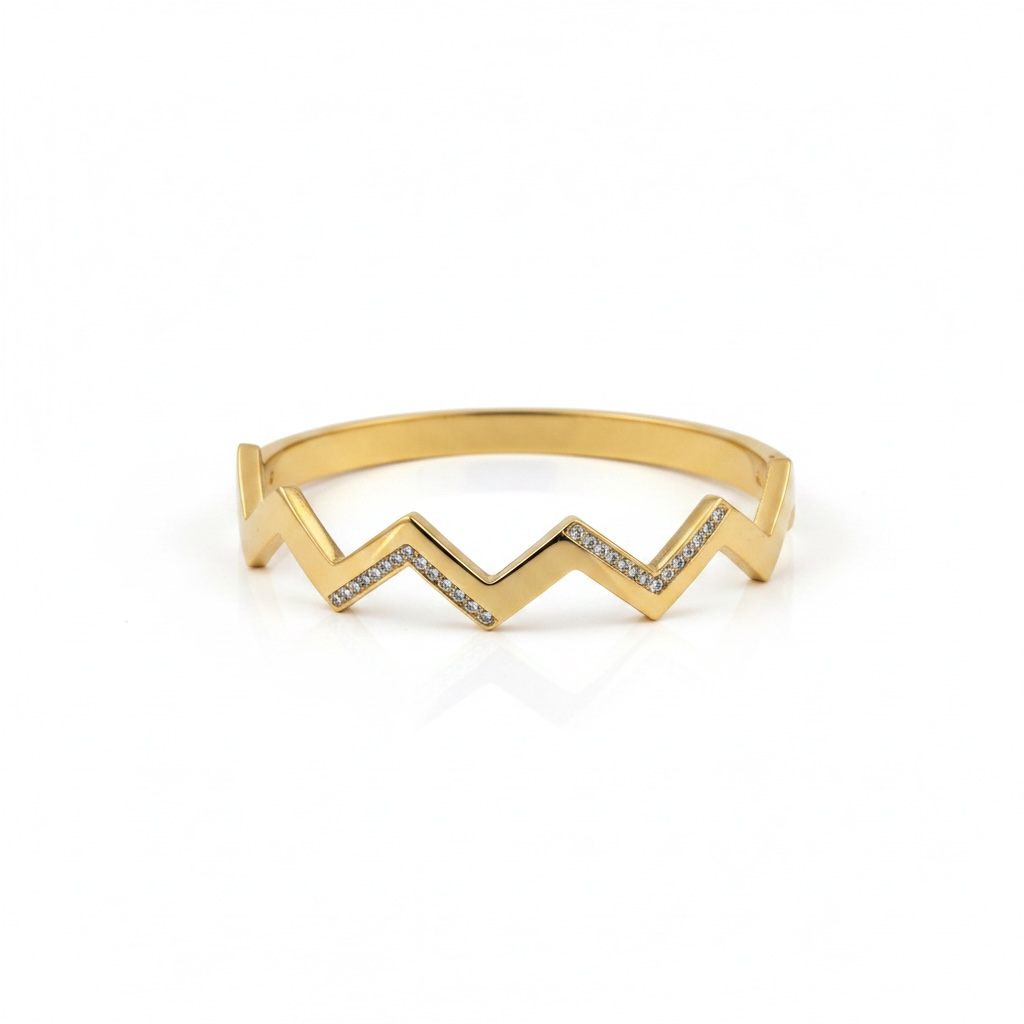 Ziva Crystal Zig-Zag Gold Bracelet