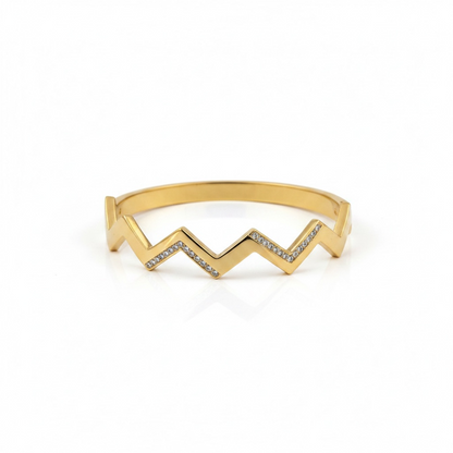 Ziva Crystal Zig-Zag Gold Bracelet
