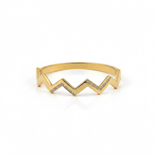 Ziva Crystal Zig-Zag Gold Bracelet