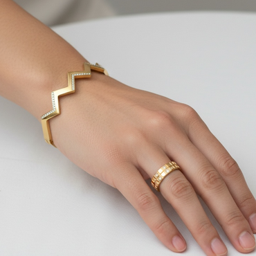 Ziva Crystal Zig-Zag Gold Bracelet