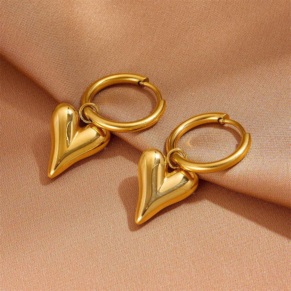 Ashara Sculpted Heart Drop Hoops