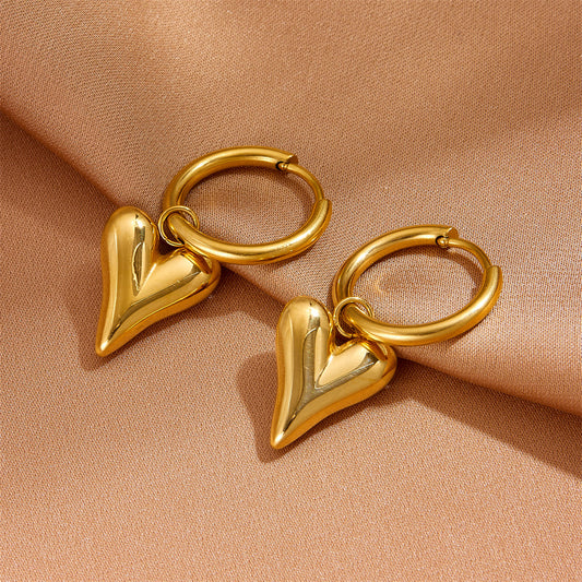 Ashara Sculpted Heart Drop Hoops